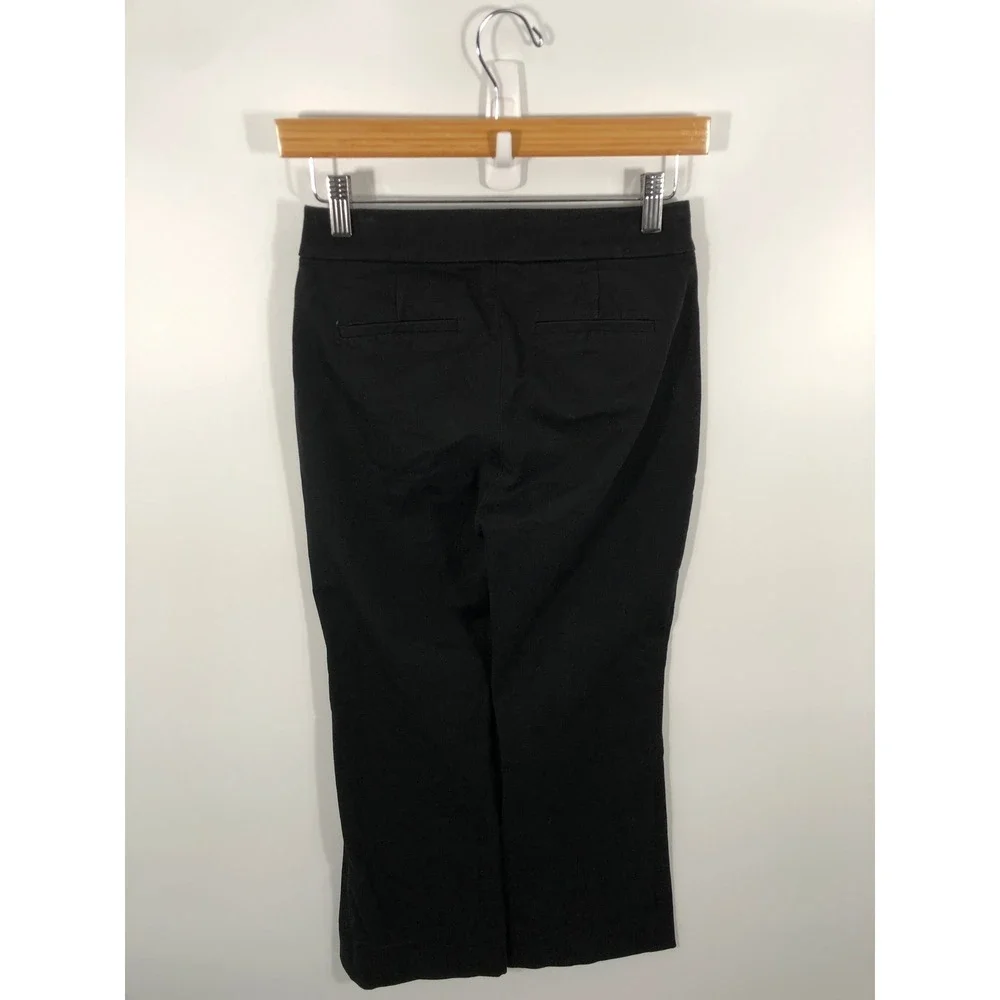 J Crew Kelsey Flare Pants Womens 00 Black Crop Stretch Comfort Office